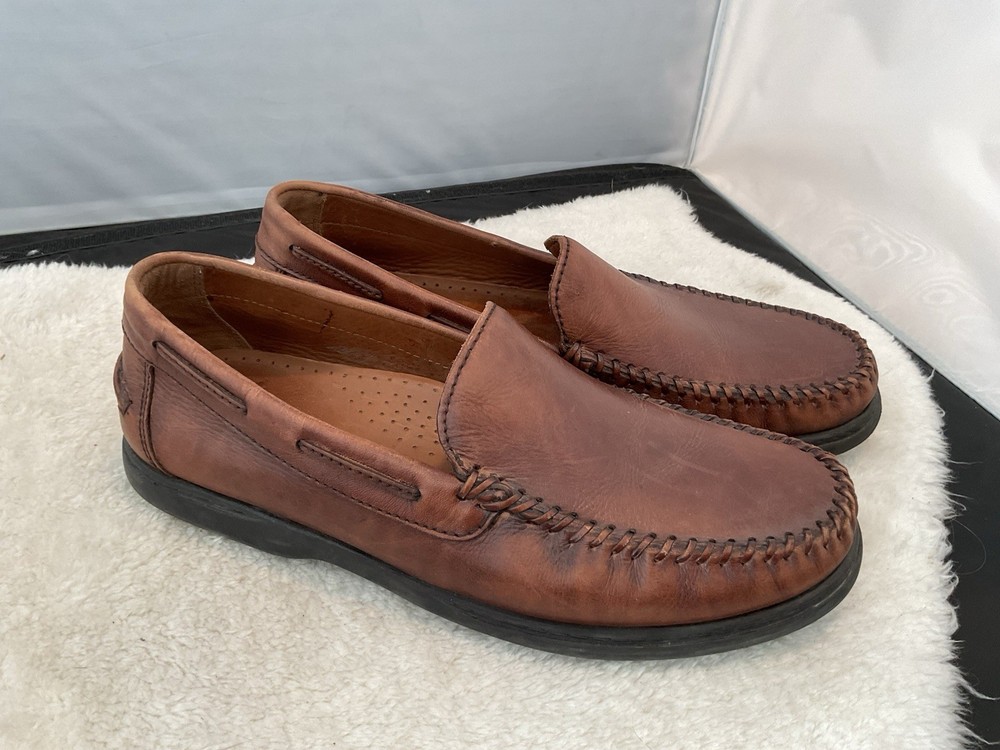 Dockers Brown Leather Moccasin Loafers Slip On Shoes Size 10