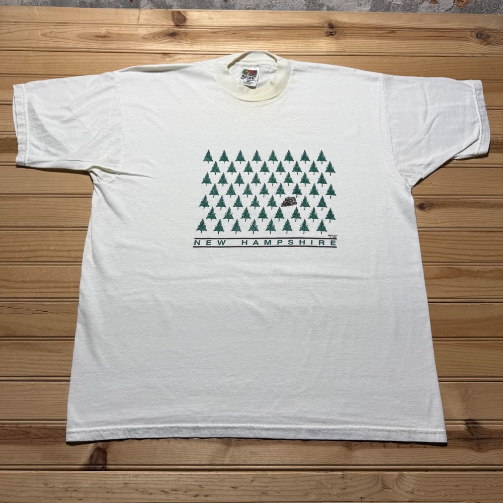 Vintage 90s New Hampshire Pine Tree Forest Nature Graphic Souvenir T-Shirt - XL
