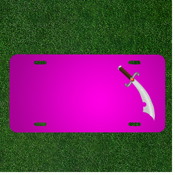 Custom Personalized Scimitar Blade Car License Plate with Names