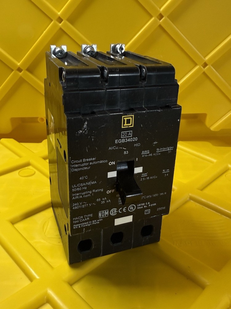 Square D EDB34020 20A 3 Poles Bolt On Circuit Breaker