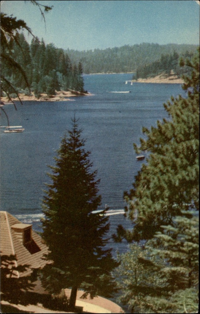 San Bernardino California Rim O' World Lakes view ~ unused postcard sku053