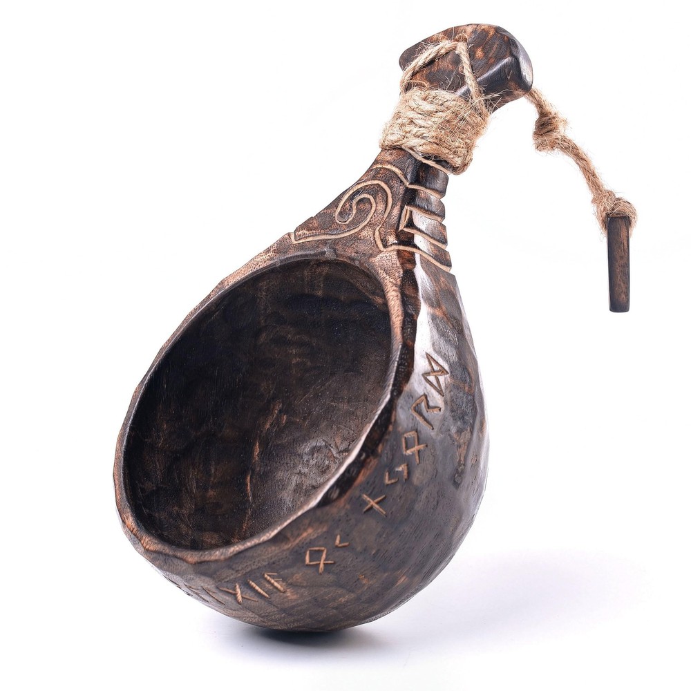Handcarved Wooden Kuksa Cup - Scandinavian Bushcraft Bowl for Camping and Sur...