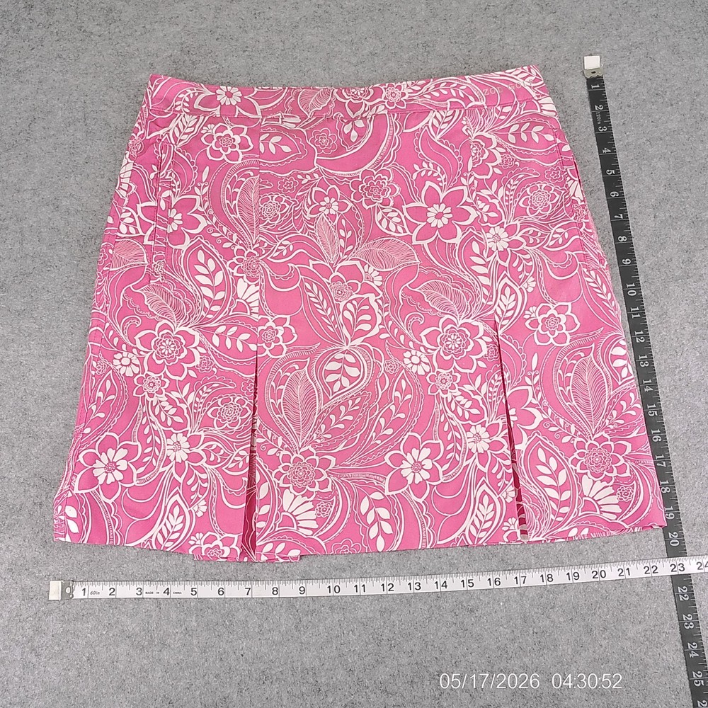 Izod Golf Pink White Floral Skort Women Size 10 Pleated Stretch Skirt