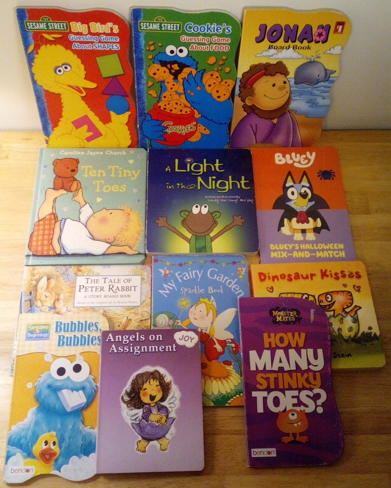 Lot of 12 Children's Board Books Sesame Street Bluey Peter Rabbit HC