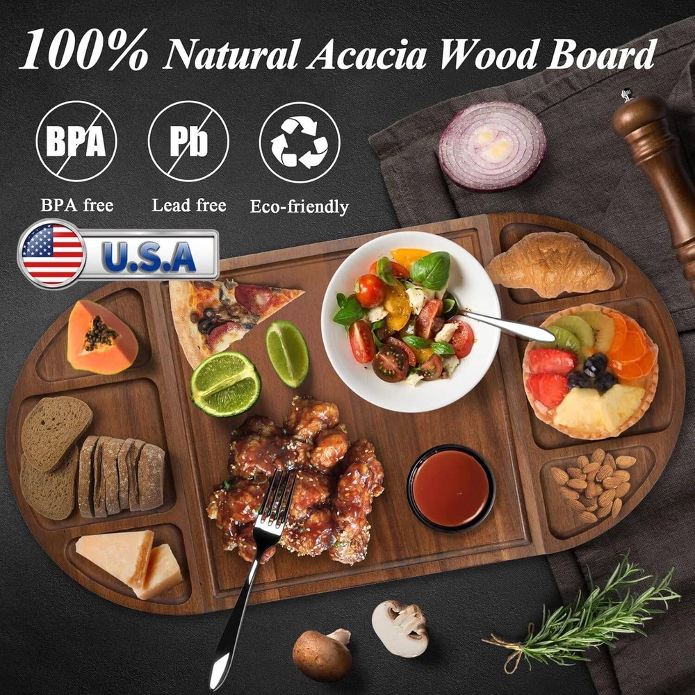 Acacia Wood Magnetic Charcuterie Board Serving Tray for Kitchen-image