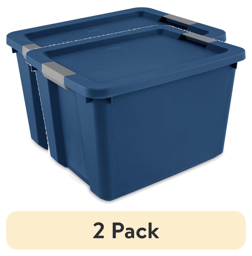 Pack of 2 Sterilite 20 Gallon Large Plastic Storage Bins with Lids