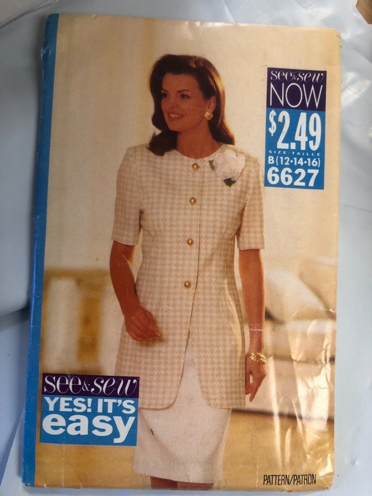 See & Sew 6627 sewing pattern, Easy Misses Jacket Dress, Sizes 12-16, UNCUT