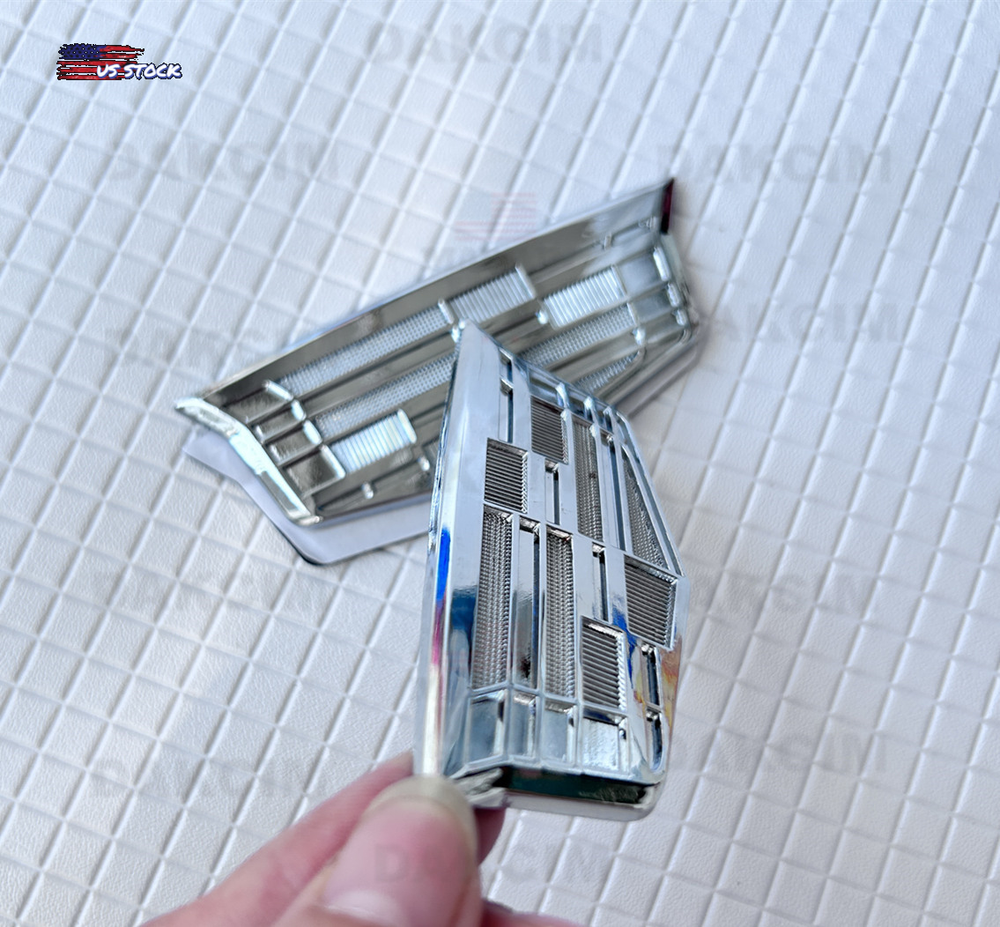 2Pcs Chrome Fender Marker Badge for CT6 XT4 DTS Escalade Sport Car Emblem