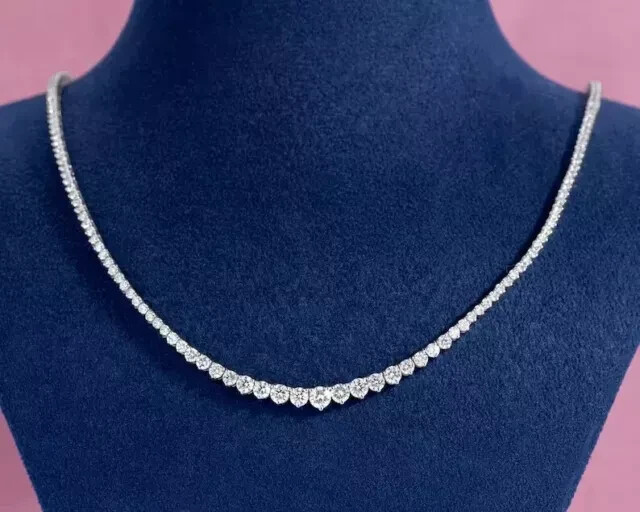 25CT Round Lab Created Diamond Tennis Necklace 14K White Gold Plated 18