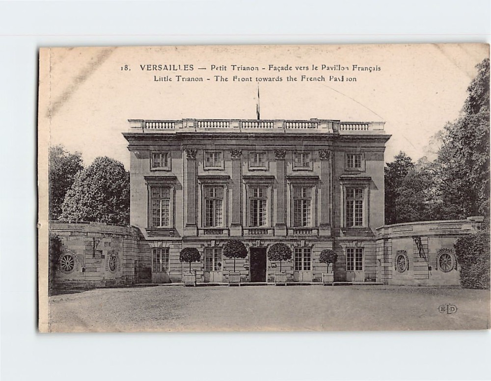 Postcard Little Trianon The Front Towards the French Pavilion Versailles France