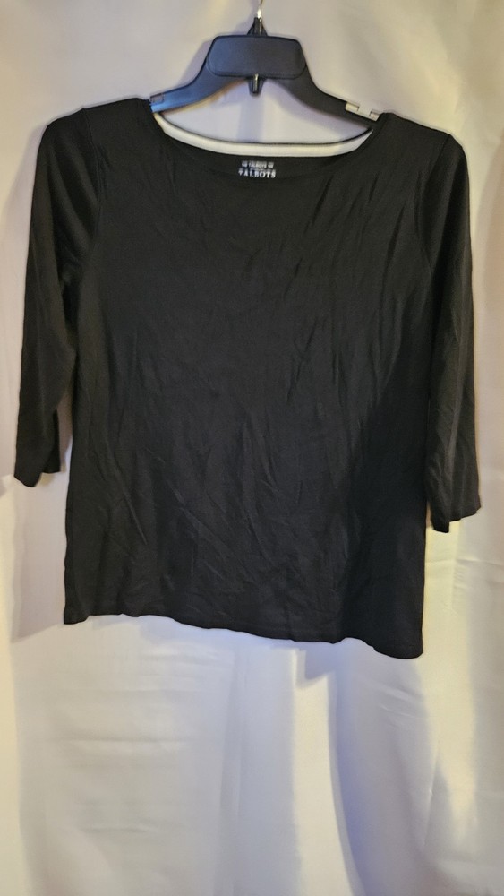 Womens Talbots Size XL Black 3/4 Sleeve Tee