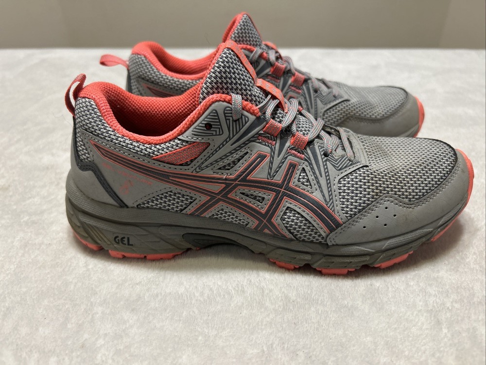 ASICS Women’s Running Shoes Size 7 Gel Venture 8 Gray Pink Trail Sneakers