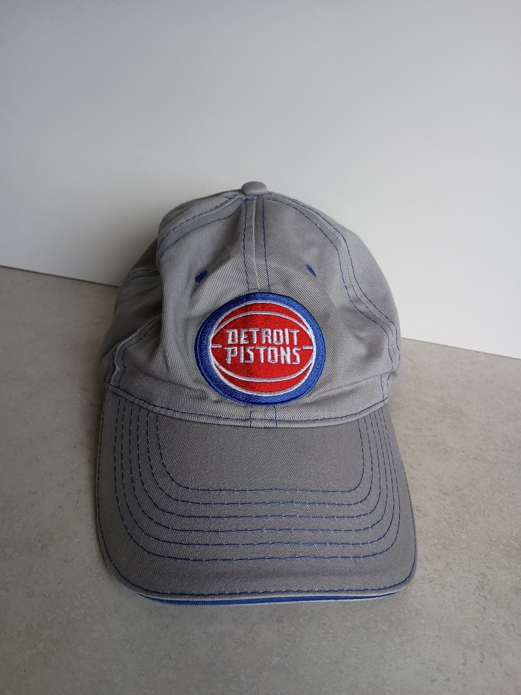Detroit Pistons Hat Cap Strap Back Gray Blue NBA Basketball Logo Adjustable Mens