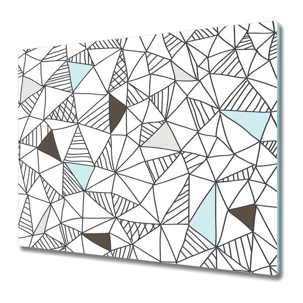 Tempered Glass Worktop Saver Doodle grey and white 60x52