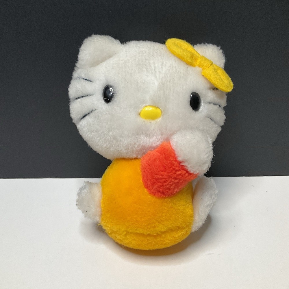1976 Sanrio Hello Kitty Plush Toy Retro Vintage Old Logo Tush Tag Yellow Outfit