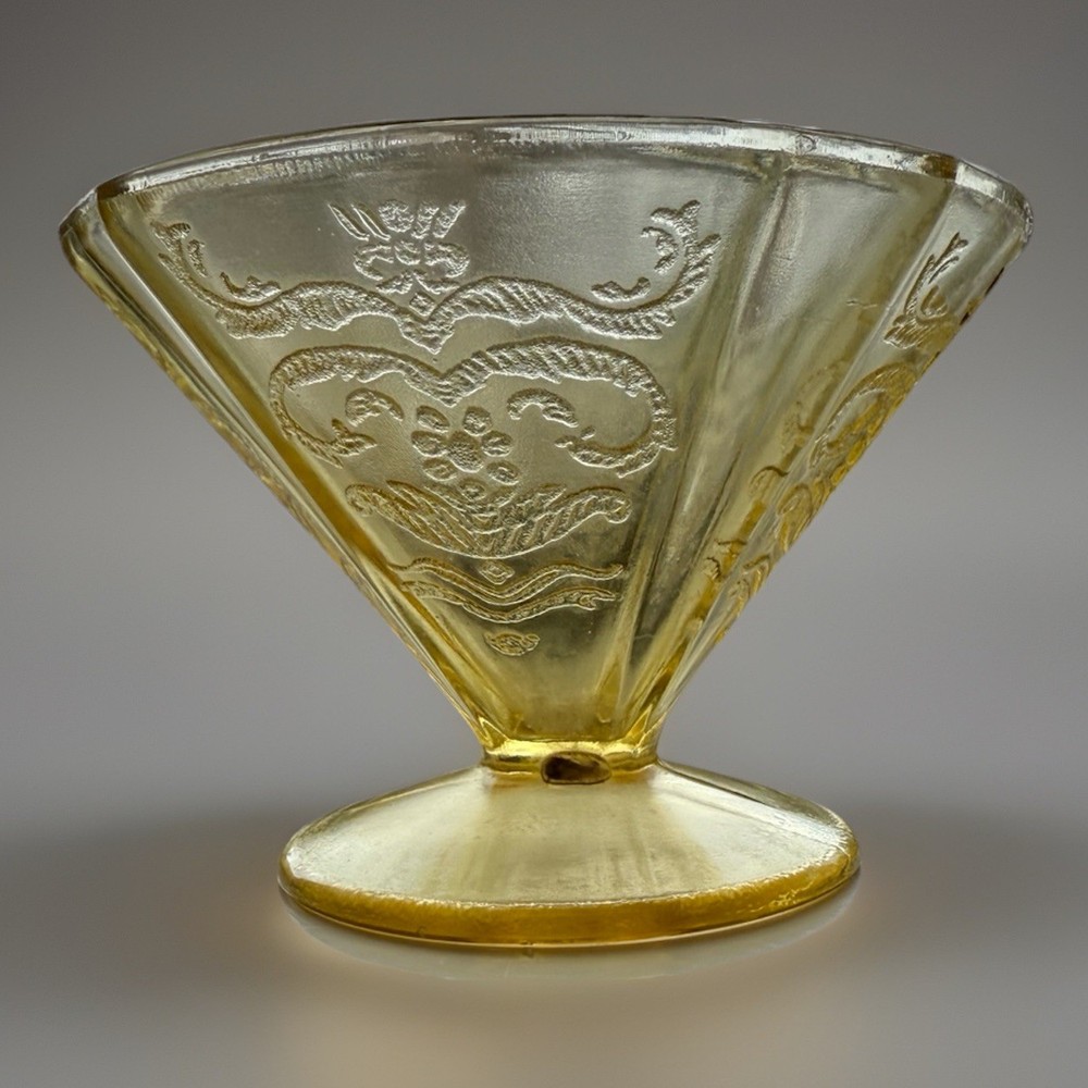 1930s Madrid Federal Depression Glass Footed Sherbet Cup - Amber
