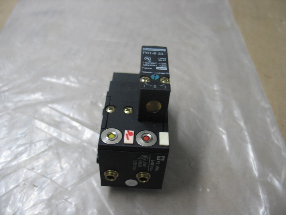 Parker Telemecanique Ps1-E181 4Mm 4/2 Ctrl Valve & Ps1-E23 Solenoid 120Vac P9535