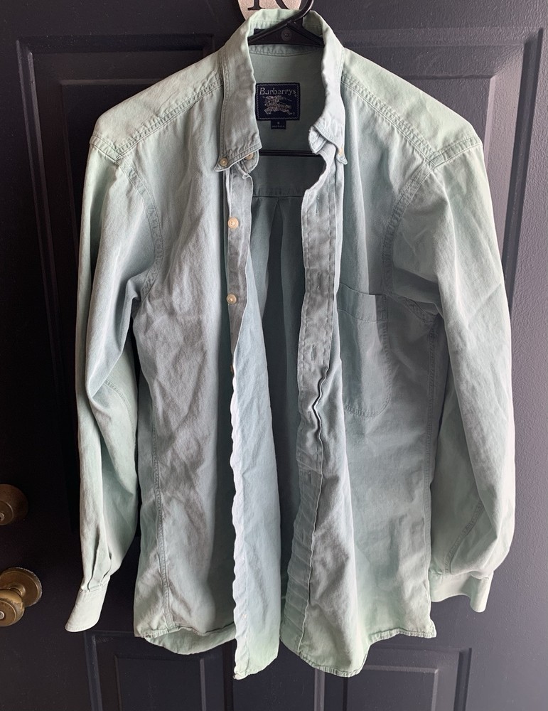 Burberry mens long sleeve button-up shirt size small made in USA