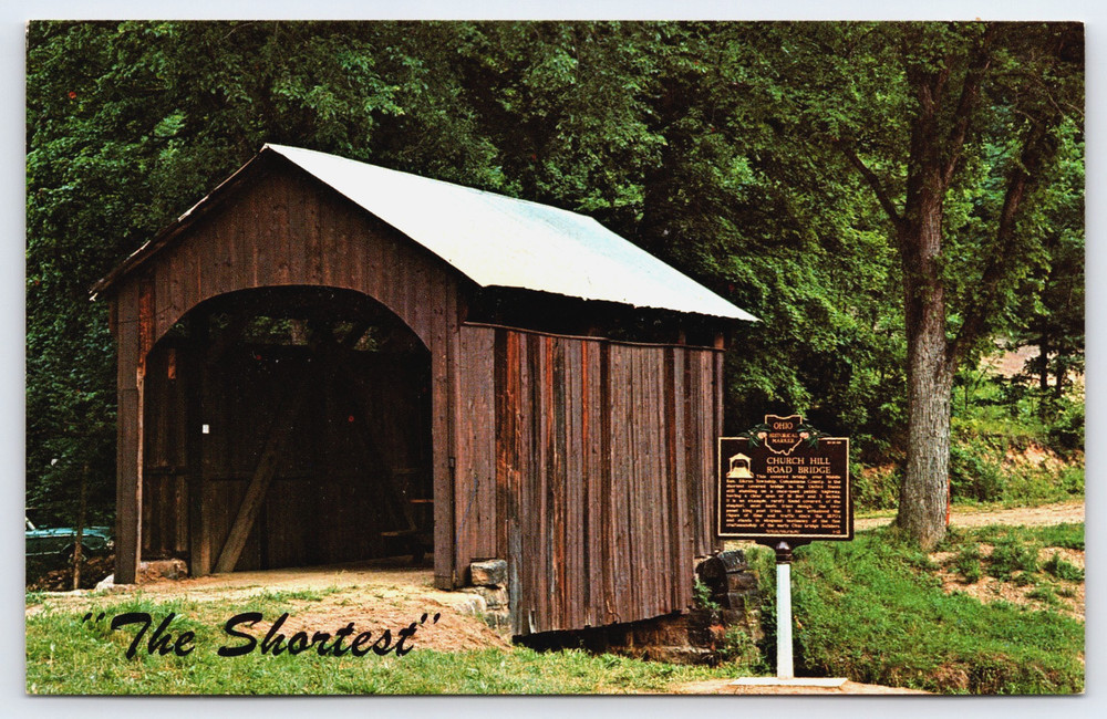 Vintage Photo Postcard Churchill Road Covered Bridge Columbiana County Ohio USA