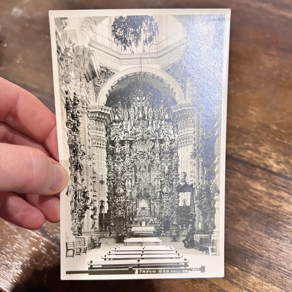 Vintage Postcard Mexico City Templo De San Francisco Ornate Baroque Altar