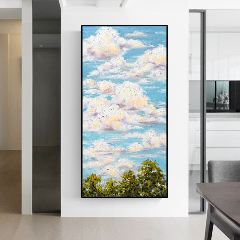 Oil Painting Hand Painted Cloud Tree Landscape Wall Art Decoration Painting