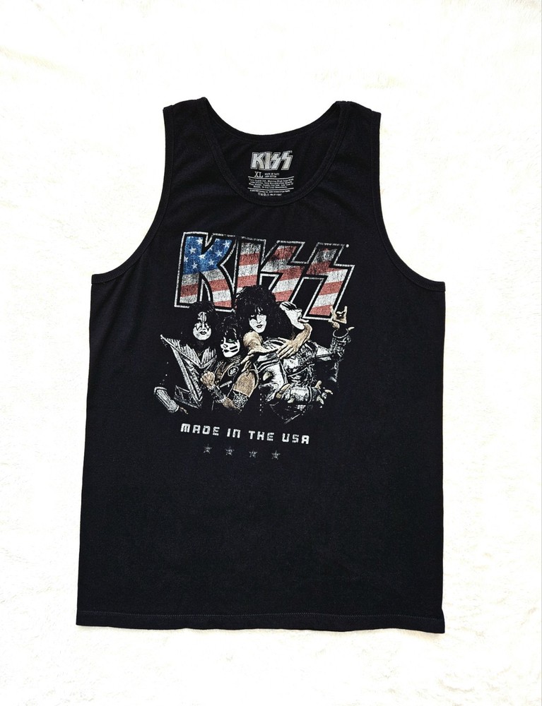 Black Tank Top Wife-beater Rock Band KISS Tour 2018 Cotton Unisex Size XL