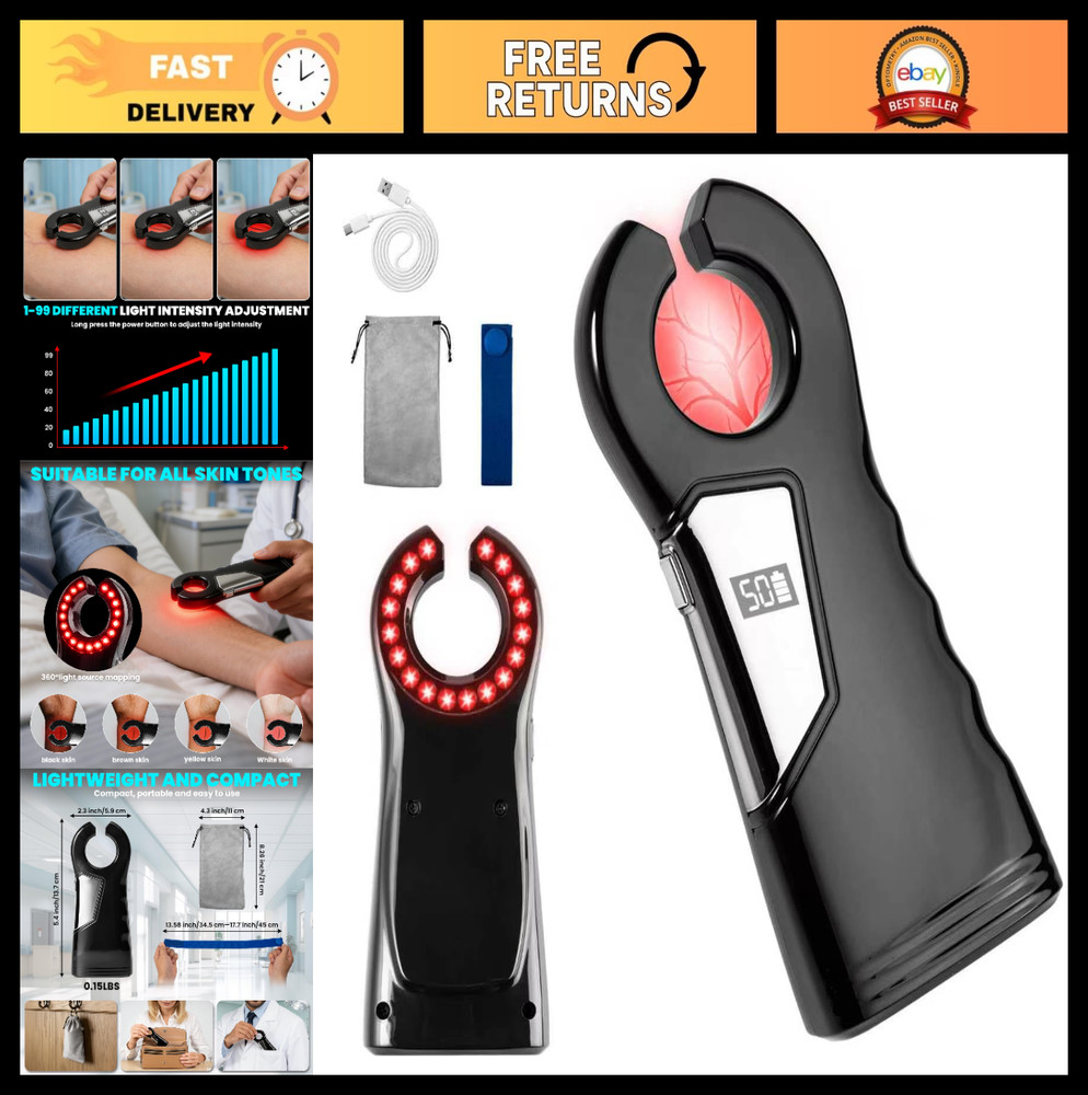 Portable Vein Finder Locator - Red Light IV Access Viewer for Nurses & Home Use