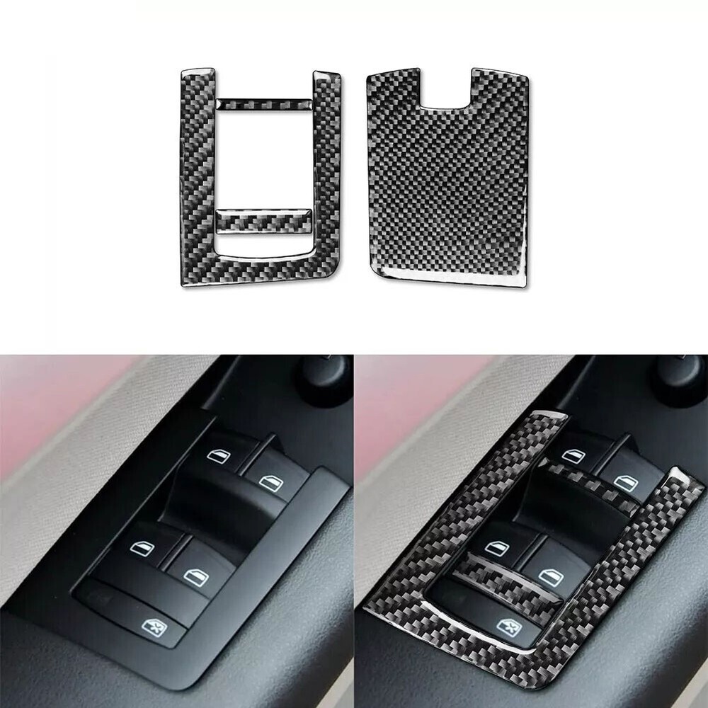 Real Carbon Fiber Front Window Lift Switch Button Cover For Audi A3 S3 8P 06-07
