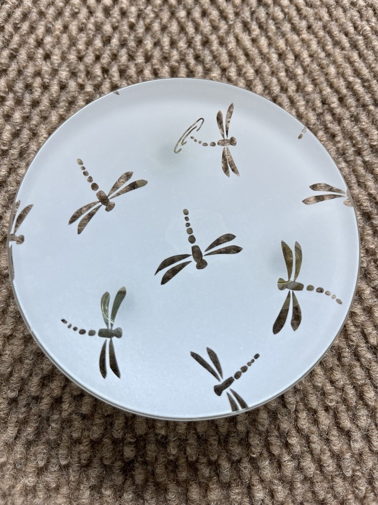 Glass Dragonfly Dish Round 4 Inches Across