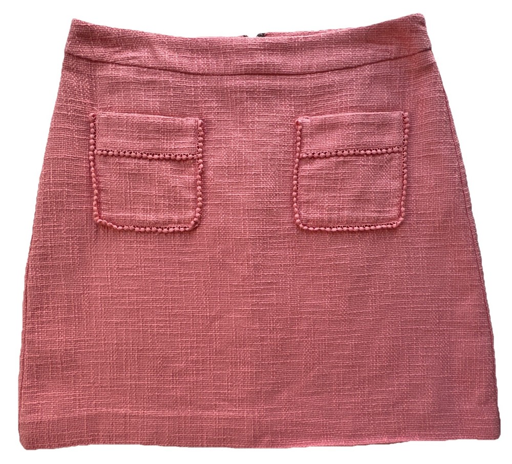 Ann Taylor LOFT Skirt Womens Size 4 Pink Lacy Mini Lined Patch Pocket Classic