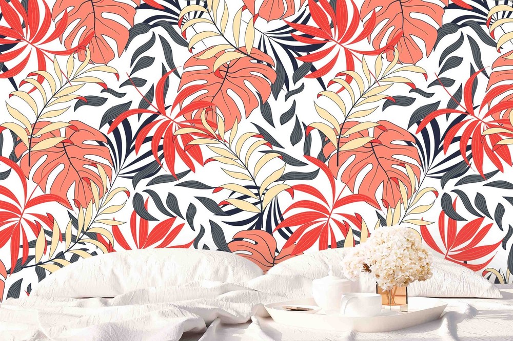 3D Plant Leaf Pattern Wall Murals Wallpaper Murals Wall Sticker