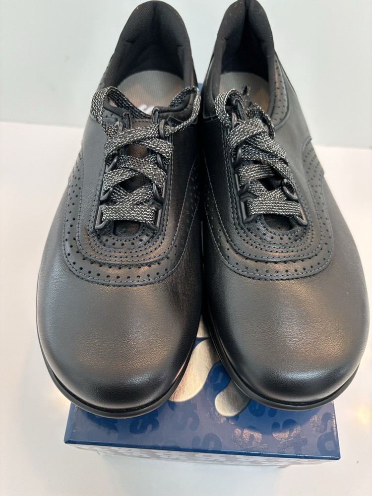SAS Walk Easy Lace Up Comfort Shoes Womens 7WW Made In USA Black Leather