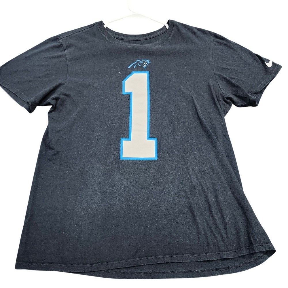 Cam Newton Carolina Panthers Black Graphic T-Shirt Mens Medium NFL No 1 Nike
