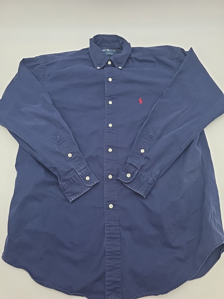 VTG Ralph Lauren Blake Button Down Shirt 100% Cotton Men M Blue. #45435
