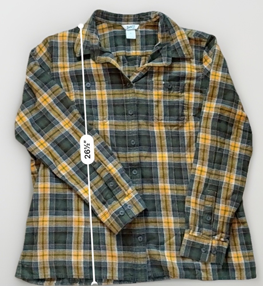 Duluth Trading Women’s Green And Yellow Flannel, Size XL