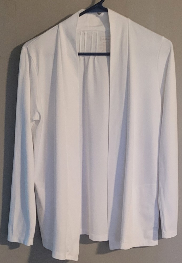 Women's L.L.BEAN blouse white size small open front long-sleeved