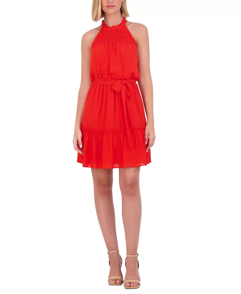 Vince Camuto Women's Dress Sz 4 Ruffled Halter Fit & Flare