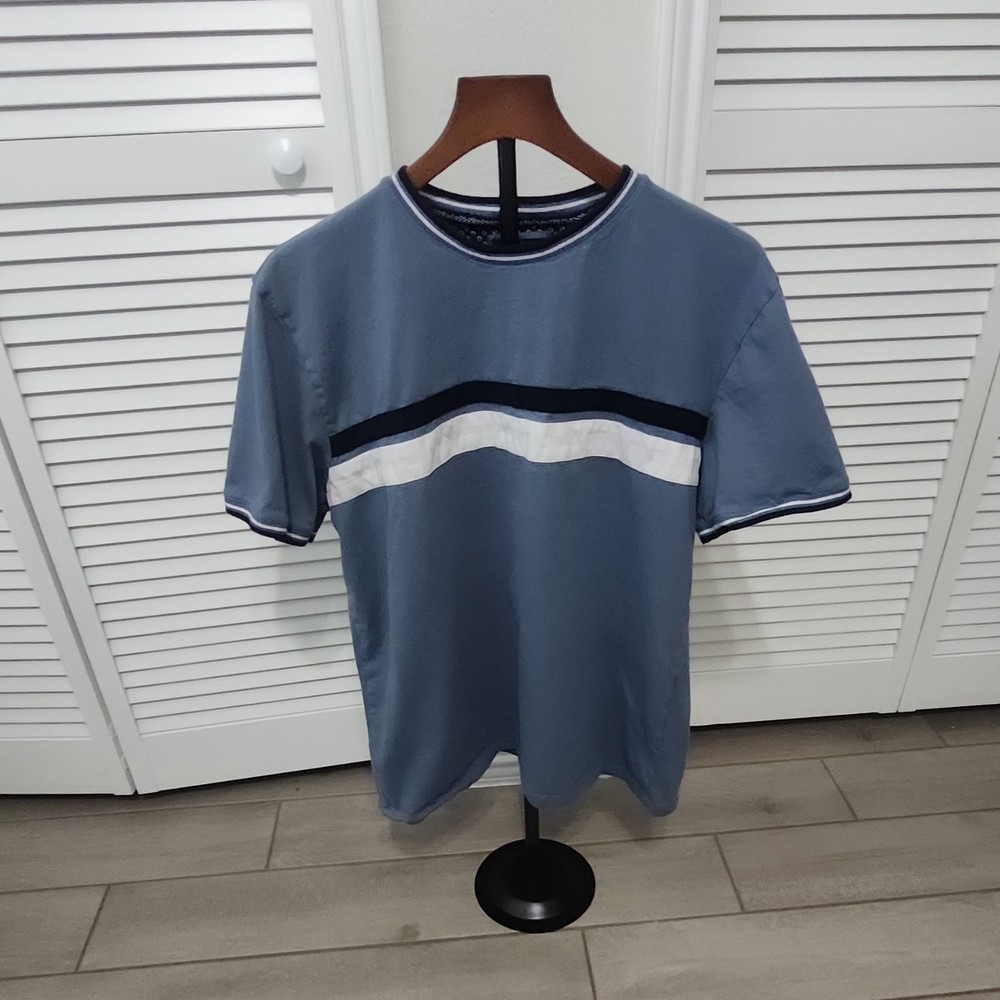 MBX Men's Premium Goods Blue Colorblock Crew Neck T-Shirt XL Short Sleeve