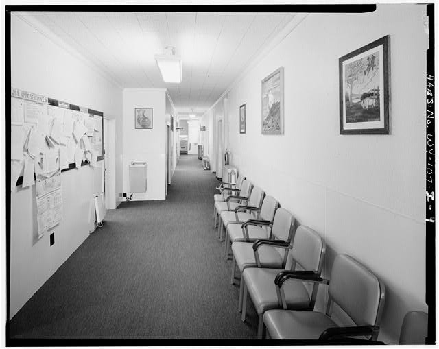 9. MAIN CORRIDOR. VIEW WEST FROM MAIN ENTRY - Fort Washakie, Building No. 1,