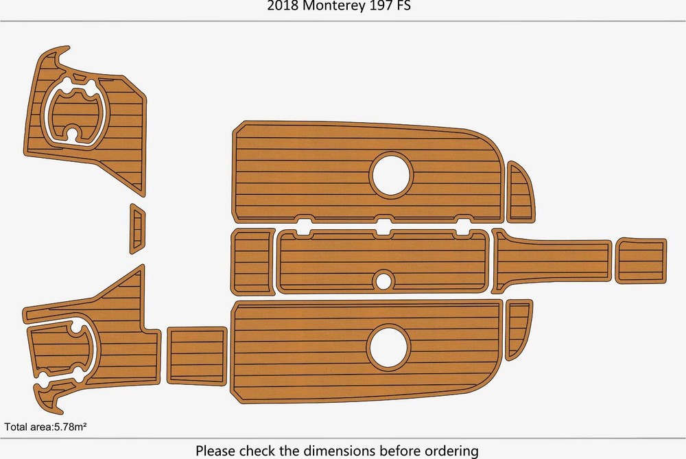 2018 Monterey 197 FS Cockpit Swim platform Boat EVA Pads Teak Faux Flooring Mat
