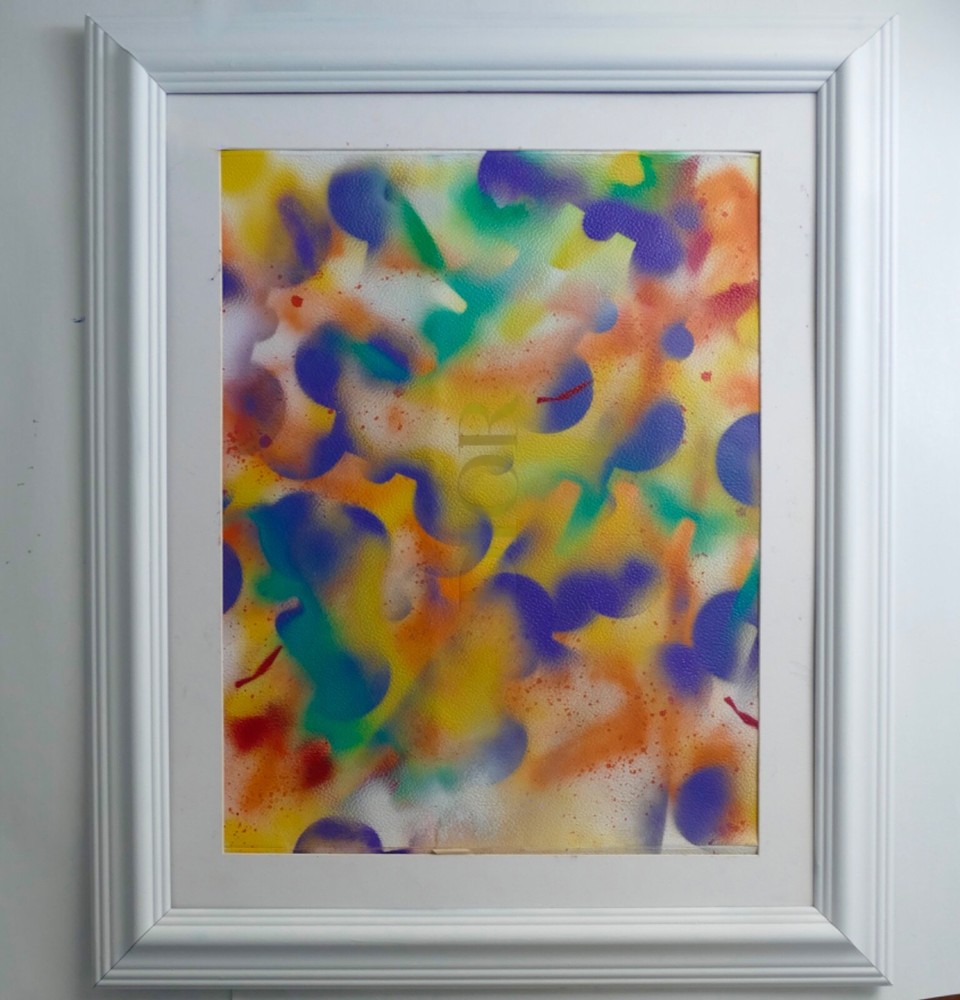 Modern art abstract acrylic painted gallery finished with frame ready to hang-image