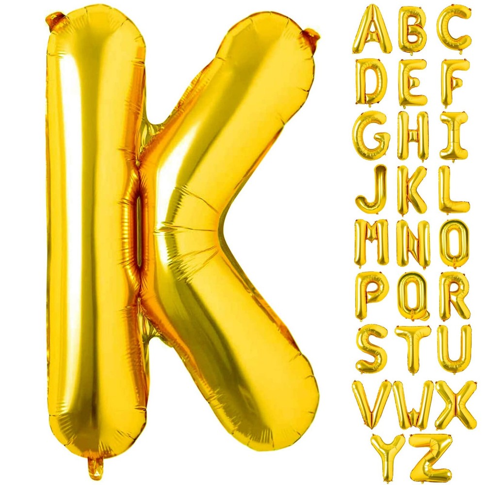 40 Inch Large Gold Letter K Balloons Big Size Jumbo Mylar Foil Helium Balloon...
