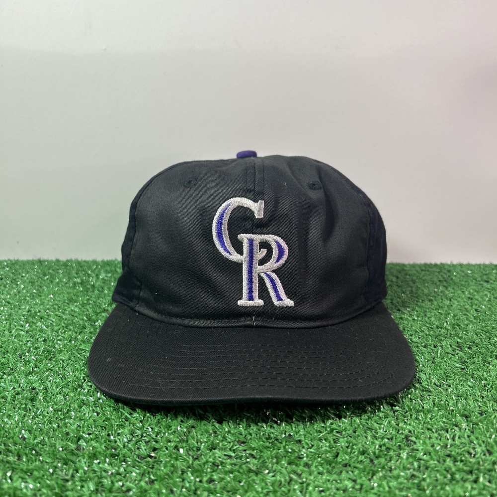 Vintage 90s Colorado Rockies Hat Snap Back Adult XS MLB Black
