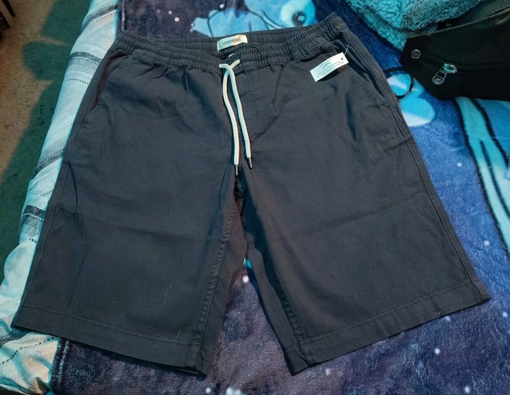 2 Goodthreads Shorts Men's M Navy Blue/Rust Stretch Canvas Pull-On Elastic Waist