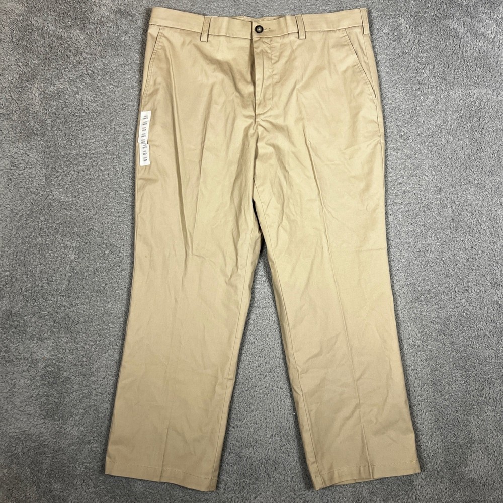 Croft & Barrow MensKhaki Pants 38x29 Classic Fit Tan Flat Front  Easy Care NWT
