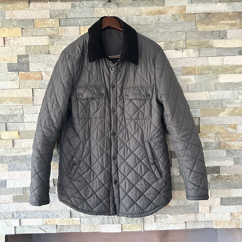 barbour quilted jacket Snap Charcoal Gray Size Large