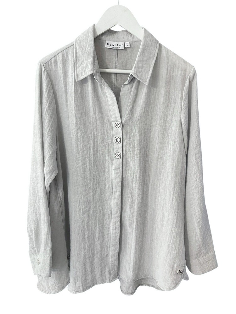 Habitat Lagenlook Relaxed Fit Button Front Tunic Top Women's size M