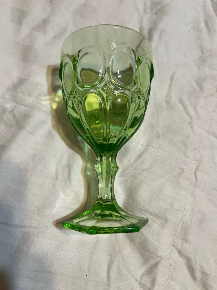 Vintage Moonstone Green by Fostoria Wine Glass Goblet