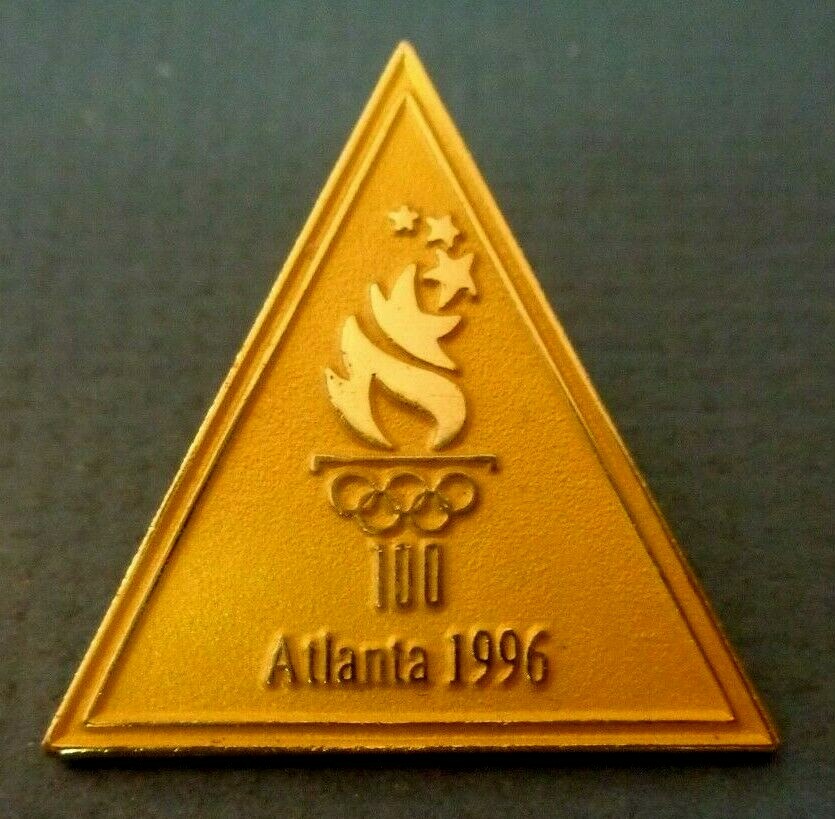 Atlanta 1996 USA Olympic Summer Games Torch Lapel Hat Pin badge ad embossed art