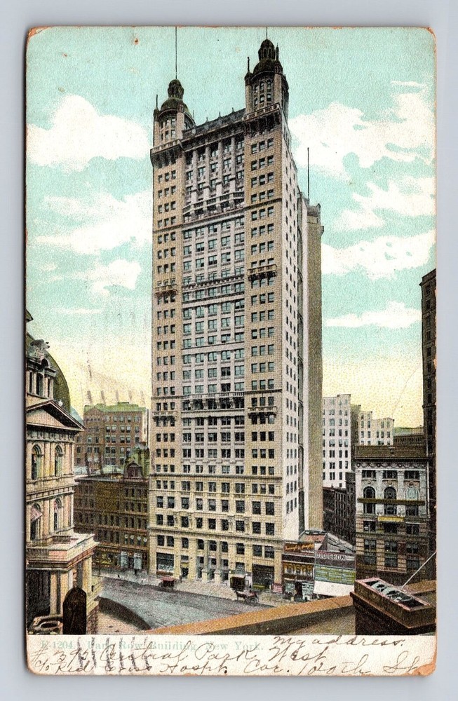 New York City NY, Park Row Building, Antique Vintage c1909 Souvenir Postcard